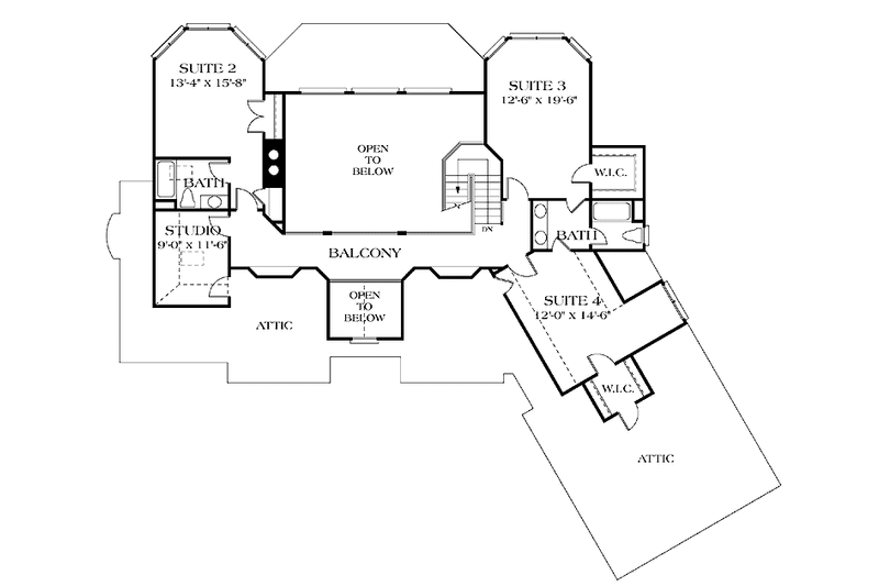 Dream House Plan - Floor Plan - Upper Floor for Traditional House Plan #453-204 - 4 bed, 3.5 bath