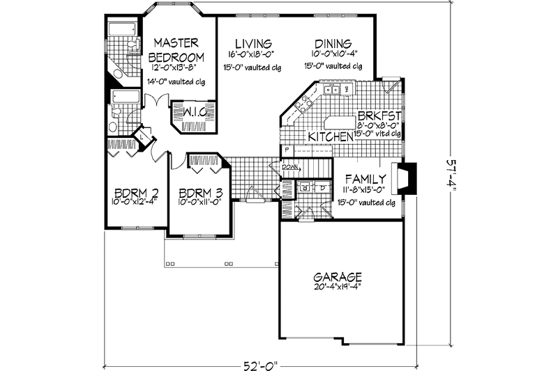 Home Plan - Floor Plan - Main Floor for Country House Plan #320-1081 - 3 bed, 2 bath