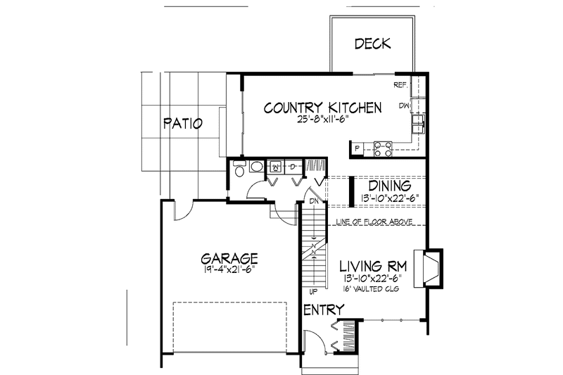 Home Plan - Floor Plan - Main Floor for Contemporary House Plan #320-863 - 3 bed, 1.5 bath