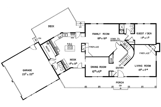 Floor Plan - Main Floor for Country House Plan #60-793 - 4 bed, 3.5 bath
