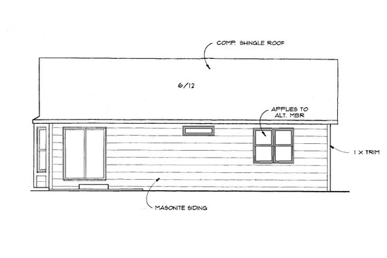 Exterior - Rear Elevation for Traditional House Plan #58-236 - 2 bed, 1 bath