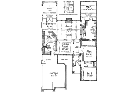 Floor Plan - Main Floor for Traditional House Plan #20-1416 - 3 bed, 2 bath