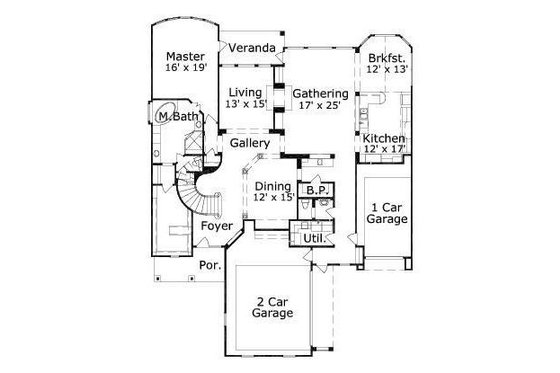 Floor Plan - Main Floor for European House Plan #411-218 - 4 bed, 3 bath