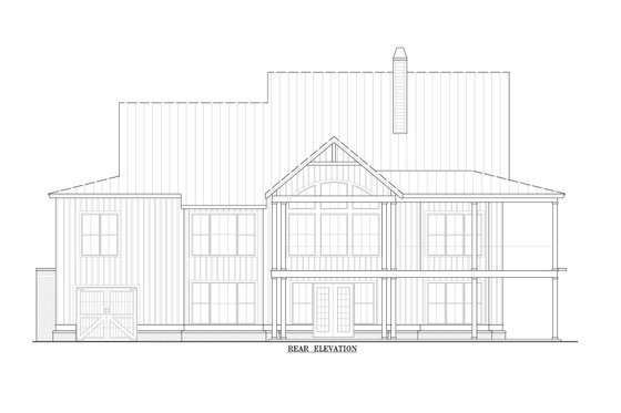 Exterior - Rear Elevation 1 for Farmhouse House Plan #54-392 - 3 bed, 2.5 bath