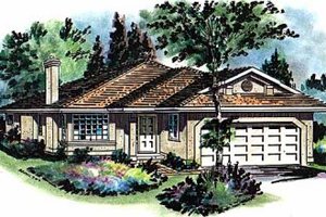 Ranch Exterior - Front Elevation Plan #18-136
