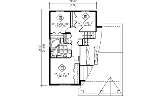 Floor Plan - Upper Floor for Traditional House Plan #25-4130 - 4 bed, 2 bath