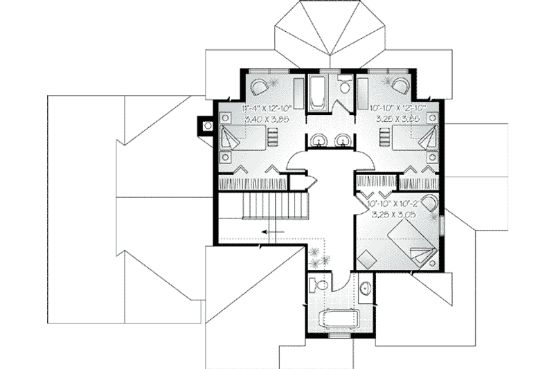House Design - Floor Plan - Upper Floor for Traditional House Plan #23-540 - 4 bed, 3.5 bath