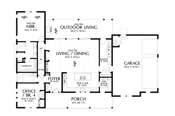 Floor Plan - Main Floor for Farmhouse House Plan #48-1077 - 4 bed, 3 bath
