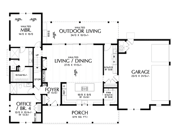 Farmhouse Floor Plan - Main Floor Plan #48-1077