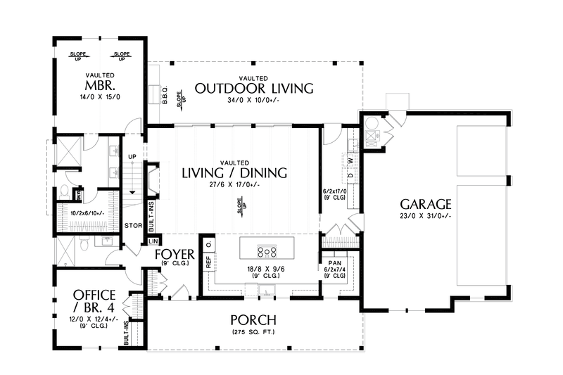 House Plan Design - Floor Plan - Main Floor for Farmhouse House Plan #48-1077 - 4 bed, 3 bath