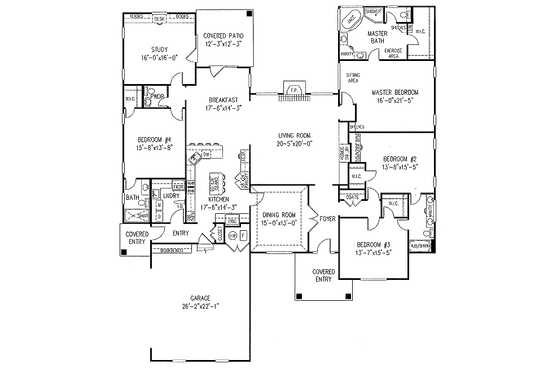 Floor Plan - Main Floor for Traditional House Plan #11-103 - 5 bed, 3.5 bath