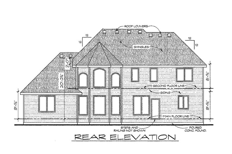 Home Plan - Exterior - Rear Elevation for Traditional House Plan #20-1824 - 4 bed, 4 bath