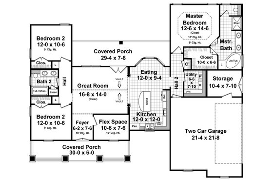 Floor Plan - Main Floor for Country House Plan #21-352 - 3 bed, 2 bath