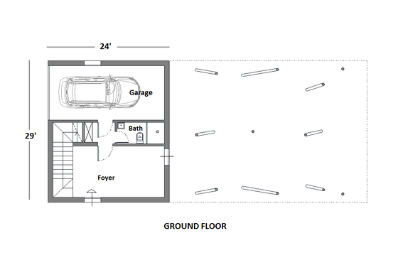 Floor Plan - Lower Floor for Contemporary House Plan #542-21 - 3 bed, 3 bath
