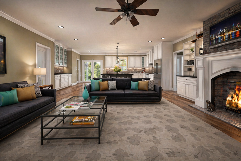 House Blueprint - Interior - Family Room for Country House Plan #44-259 - 3 bed, 2 bath