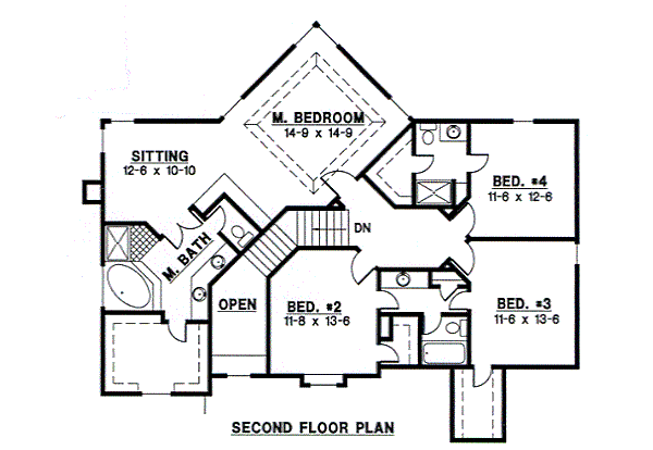 Traditional Floor Plan - Upper Floor Plan #67-277