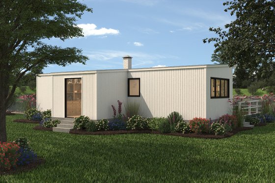 Exterior - Rear Elevation 1 for Contemporary House Plan #72-529 - 2 bed, 2 bath