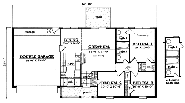 Ranch Floor Plan - Main Floor Plan #42-101