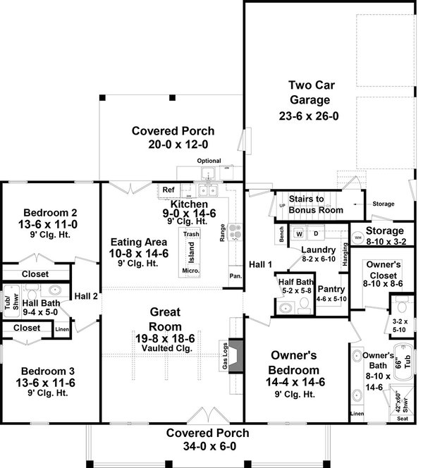 Farmhouse Floor Plan - Main Floor Plan #21-489