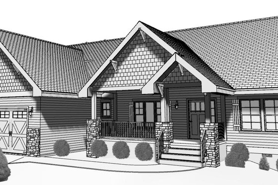 Exterior - Front Elevation 3 for Craftsman House Plan #921-32 - 3 bed, 3.5 bath