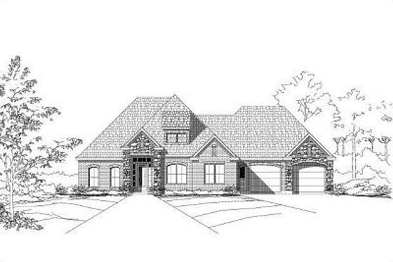 Exterior - Front Elevation for European House Plan #411-549 - 4 bed, 3.5 bath