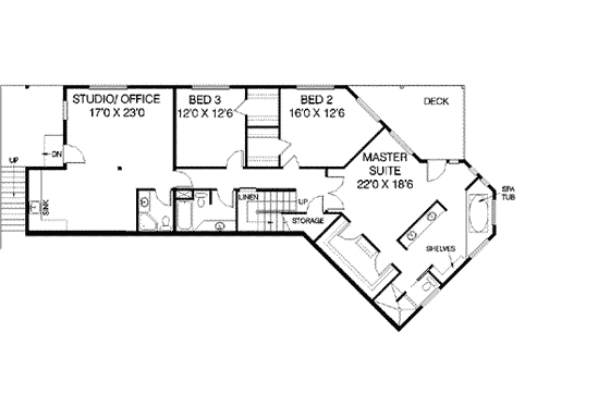 Floor Plan - Lower Floor for Traditional House Plan #60-526 - 4 bed, 4 bath