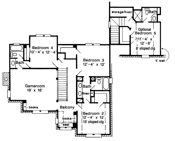 House Design - European Floor Plan - Upper Floor Plan #410-409