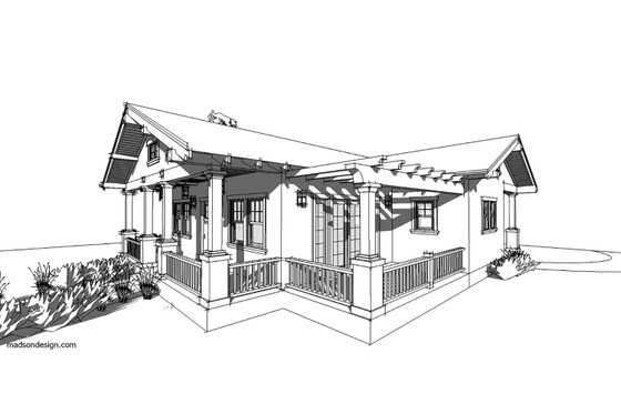 Exterior - Other Elevation 2 for Craftsman House Plan #485-3 - 2 bed, 1.5 bath