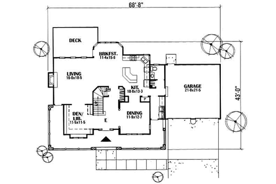 Floor Plan - Main Floor for Country House Plan #50-218 - 3 bed, 2.5 bath