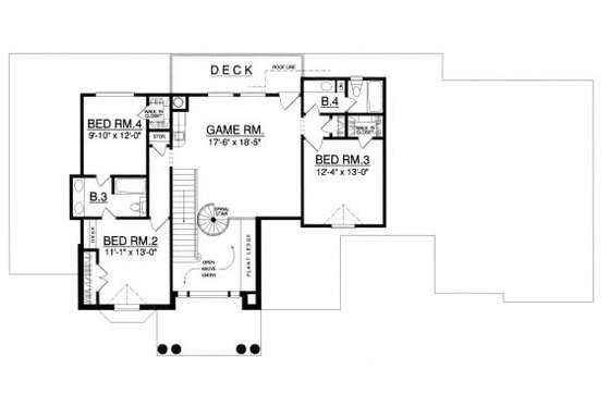 Floor Plan - Upper Floor for European House Plan #40-400 - 4 bed, 3.5 bath