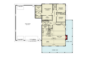 Floor Plan - Main Floor for Farmhouse House Plan #54-669 - 3 bed, 2 bath