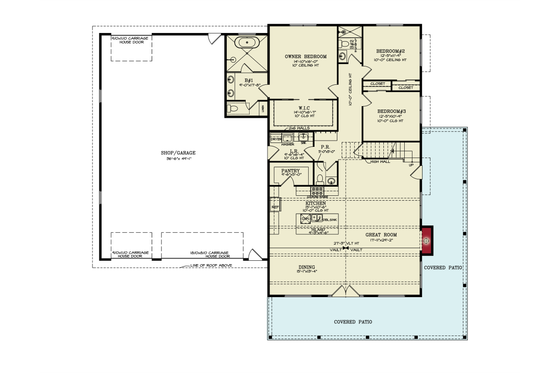Floor Plan - Main Floor for Farmhouse House Plan #54-669 - 3 bed, 2 bath