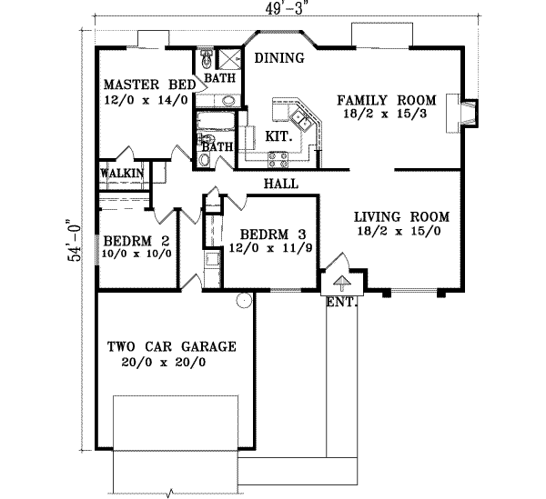 Ranch Floor Plan - Main Floor Plan #1-1267