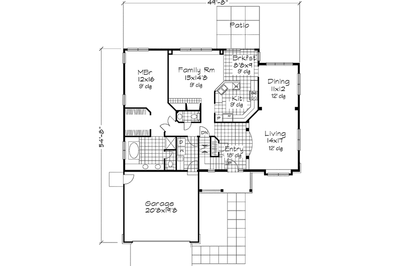 Home Plan - Floor Plan - Main Floor for European House Plan #320-511 - 3 bed, 2.5 bath