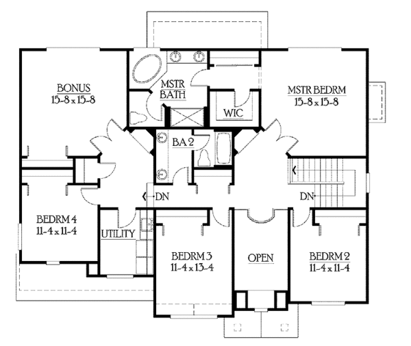 Home Plan - Craftsman Floor Plan - Upper Floor Plan #132-376