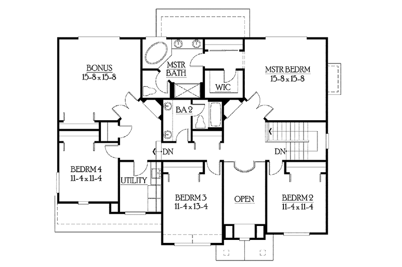 Home Plan - Floor Plan - Upper Floor for Craftsman House Plan #132-376 - 4 bed, 2.5 bath