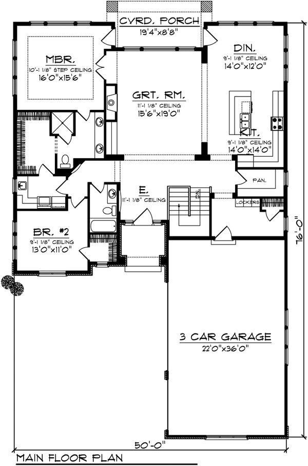 Architectural House Design - Ranch Floor Plan - Main Floor Plan #70-1096