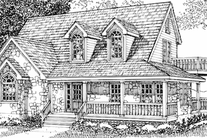 House Design - Exterior - Front Elevation for Country House Plan #140-177 - 2 bed, 2.5 bath