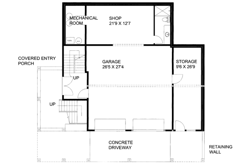 House Blueprint - Floor Plan - Lower Floor for Contemporary House Plan #117-778 - 3 bed, 2.5 bath