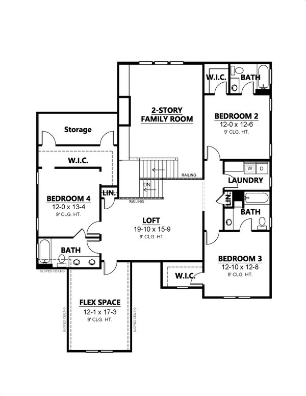 Contemporary Floor Plan - Upper Floor Plan #1080-30