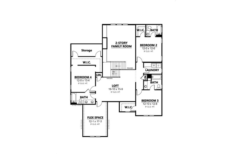 House Blueprint - Floor Plan - Upper Floor for Contemporary House Plan #1080-30 - 4 bed, 4.5 bath