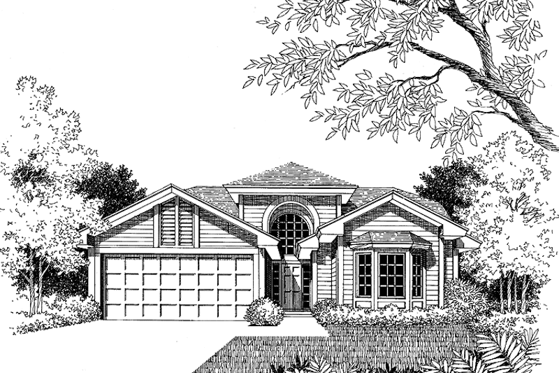 House Blueprint - Exterior - Front Elevation 6 for Mediterranean House Plan #417-460 - 3 bed, 2 bath