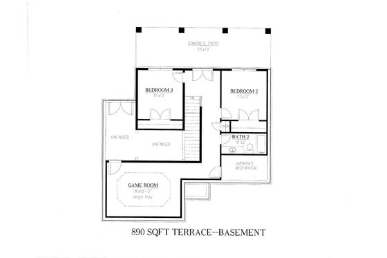 Floor Plan - Lower Floor for Modern House Plan #437-55 - 3 bed, 2.5 bath