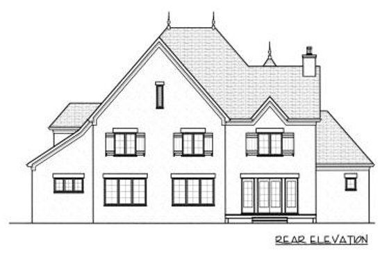 Exterior - Rear Elevation for European House Plan #413-148 - 5 bed, 4 bath