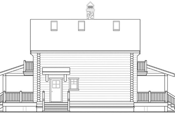 Exterior - Rear Elevation for Log House Plan #124-503 - 3 bed, 2 bath