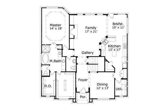 Floor Plan - Main Floor for European House Plan #411-621 - 4 bed, 3.5 bath