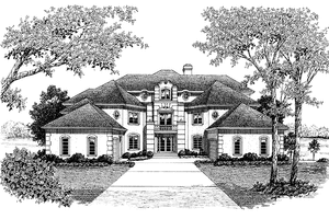 Architectural House Design - Exterior - Front Elevation for Mediterranean House Plan #453-202 - 5 bed, 5.5 bath