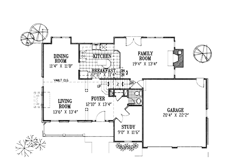 Dream House Plan - Floor Plan - Main Floor for Country House Plan #953-19 - 3 bed, 2.5 bath