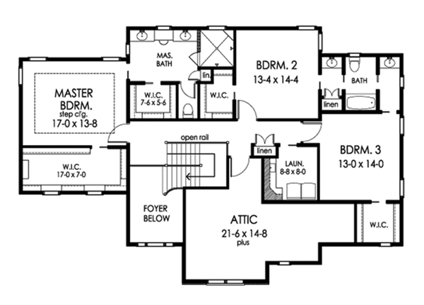 Home Plan - Traditional Floor Plan - Upper Floor Plan #1010-205