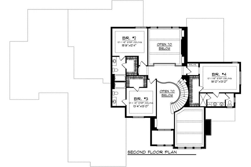 Home Plan - Floor Plan - Upper Floor for European House Plan #70-1094 - 4 bed, 4.5 bath